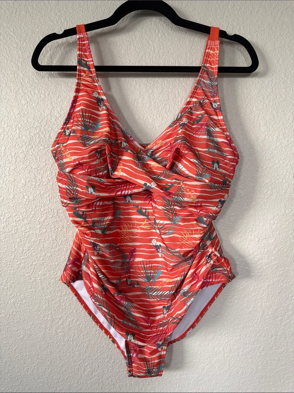 Disney Mickey Coral Tropical Print One-Piece Swimsuit Matching Mommy & Me Large